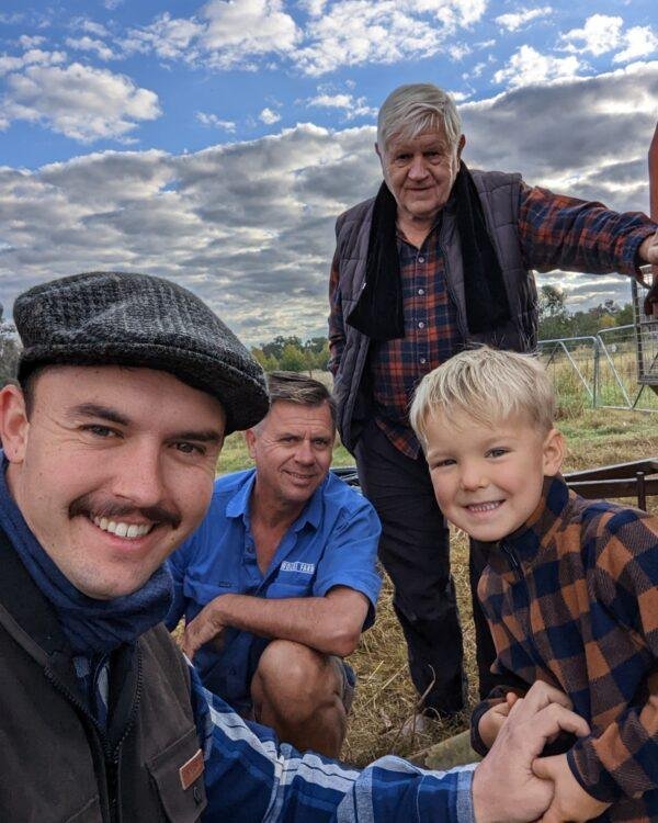 Four generations of the Wolki family standing together on Wolki Farm